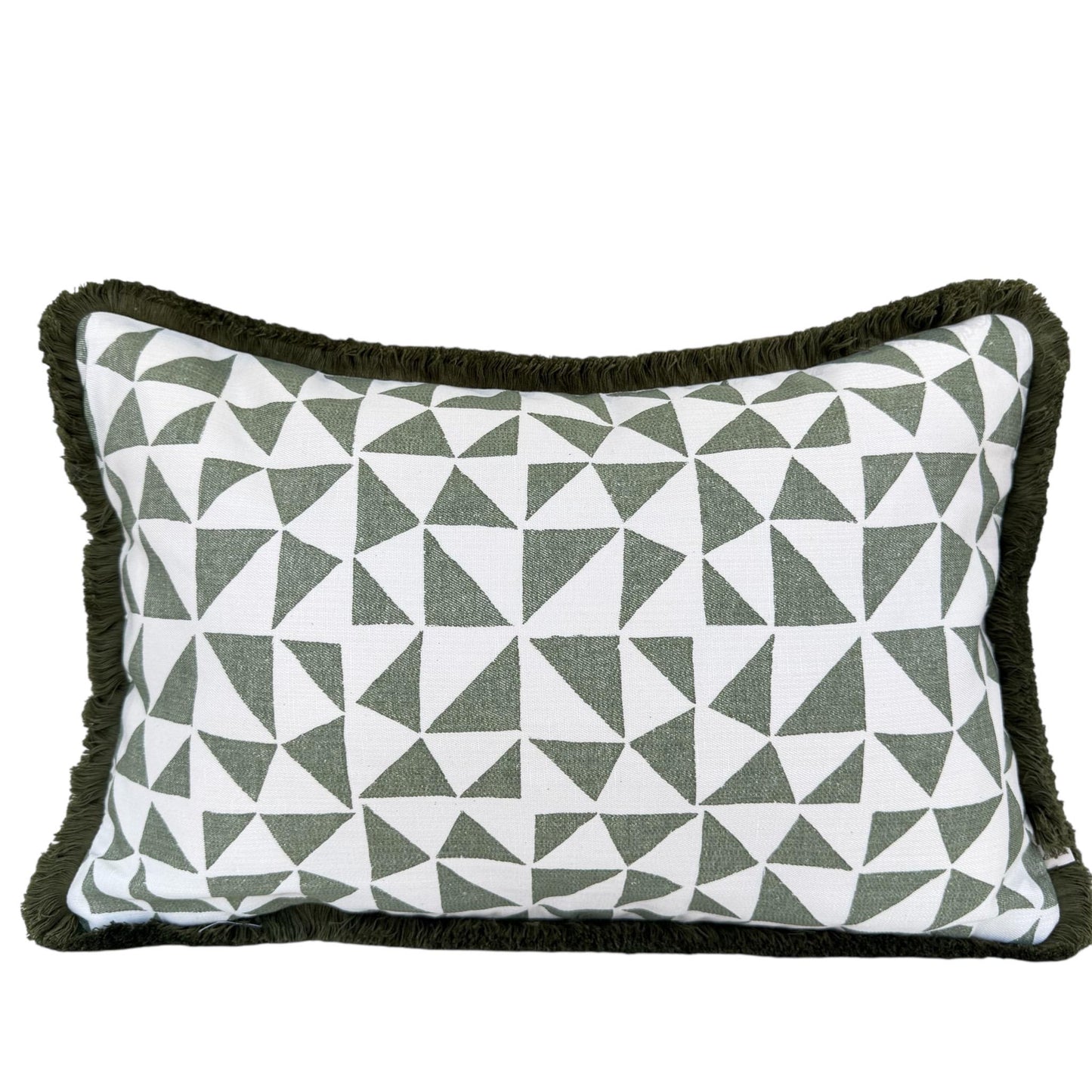 Cushions Made In Fermoie Circus Green Cotton Cushion Pillow With Brush Fringe
