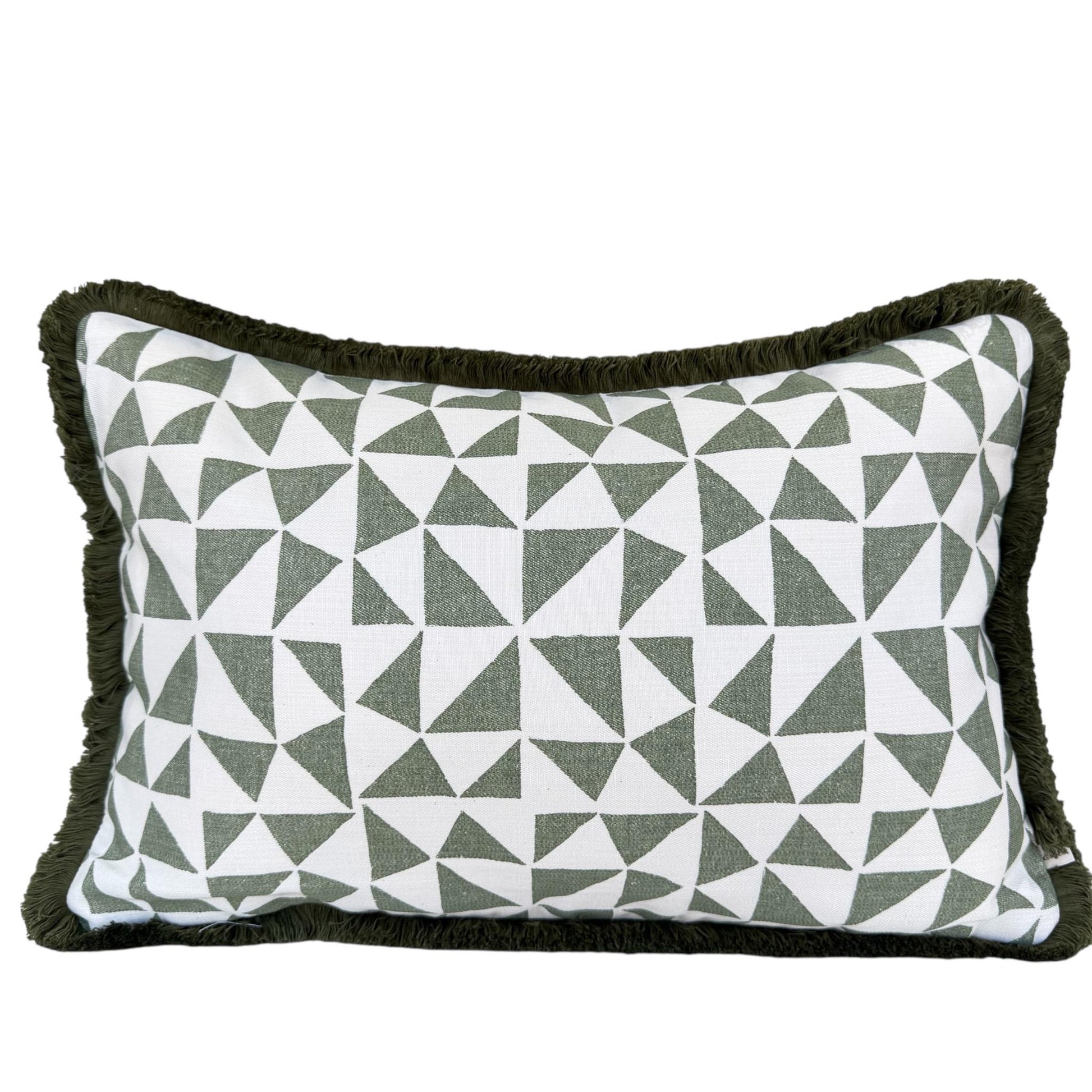 Cushions Made In Fermoie Circus Green Cotton Cushion Pillow With Brush Fringe