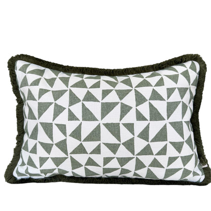 Cushions Made In Fermoie Circus Green Cotton Cushion Pillow With Brush Fringe