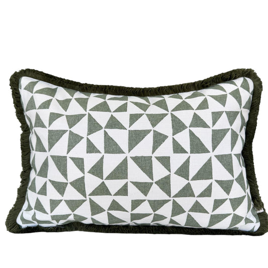 Cushions Made In Fermoie Circus Green Cotton Cushion Pillow With Brush Fringe