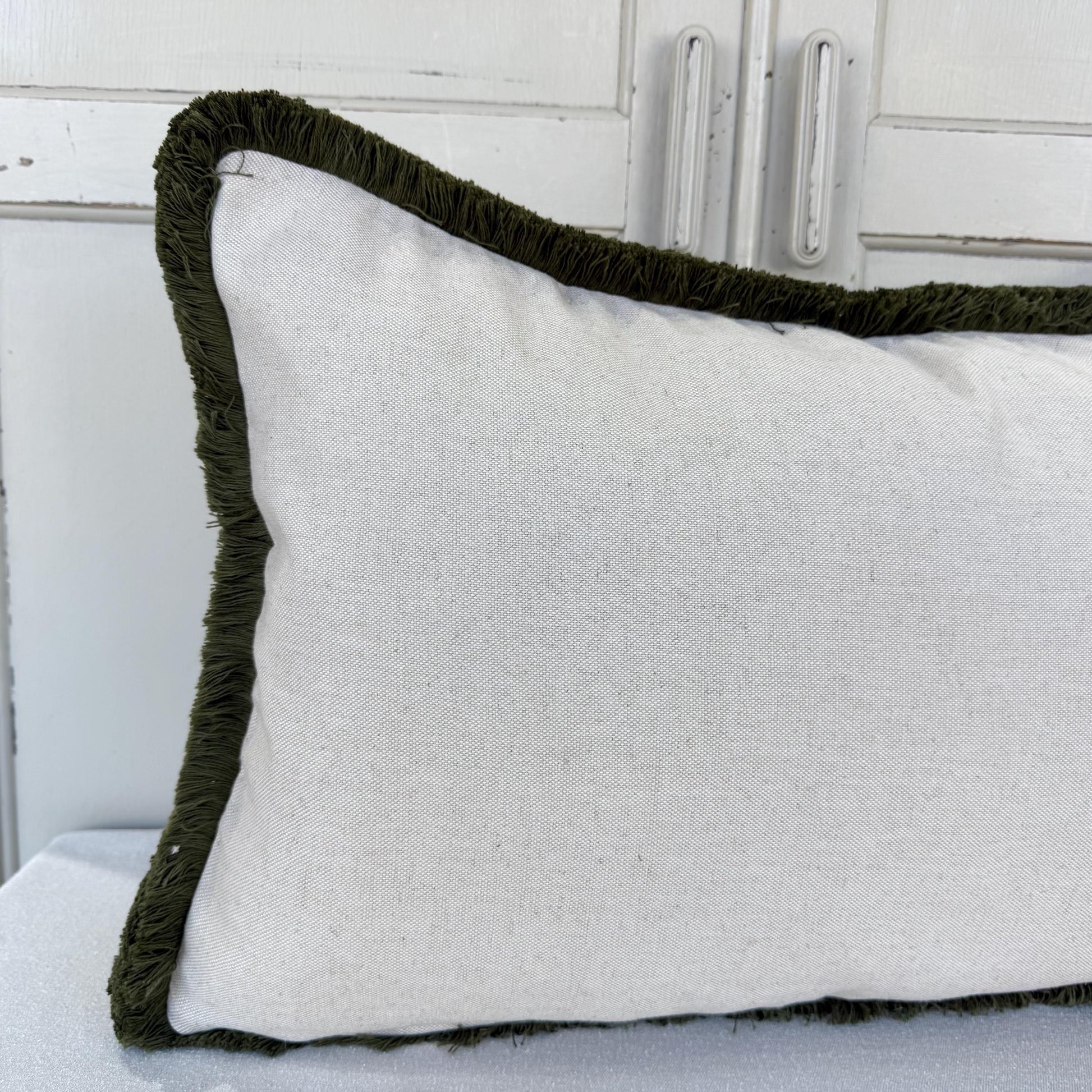 Cushions Made In Fermoie Circus Green Cotton Cushion Pillow With Brush Fringe