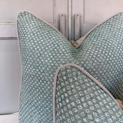 Cushions Made In Fermoie Figured Green Linen Cushion Pillow Throw Cover