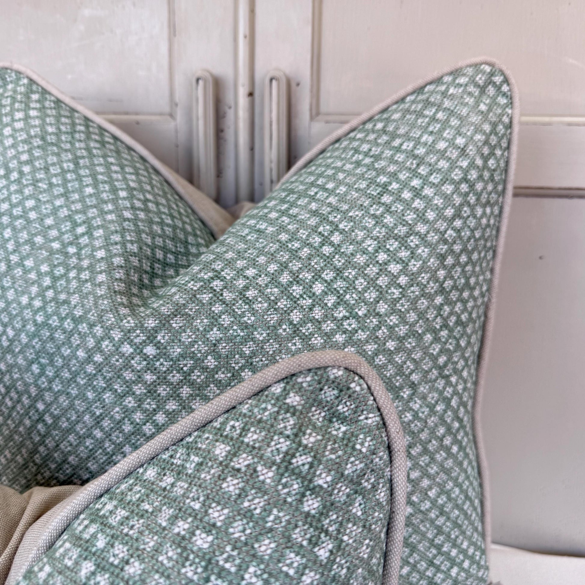 Cushions Made In Fermoie Figured Green Linen Cushion Pillow Throw Cover