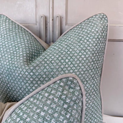 Cushions Made In Fermoie Figured Green Linen Cushion Pillow Throw Cover