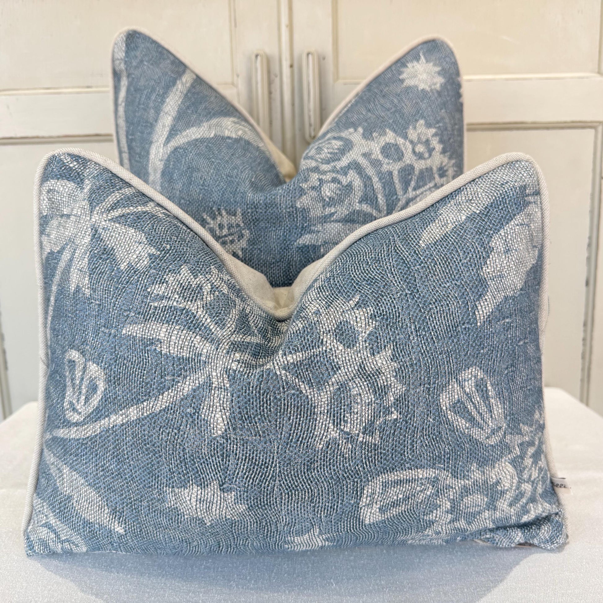 Cushions Made In Fermoie Luxury Designer Astrea Floral Blue Cushion Pillow Throw Cover