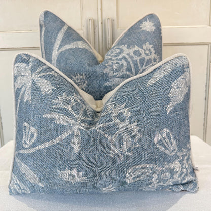 Cushions Made In Fermoie Luxury Designer Astrea Floral Blue Cushion Pillow Throw Cover