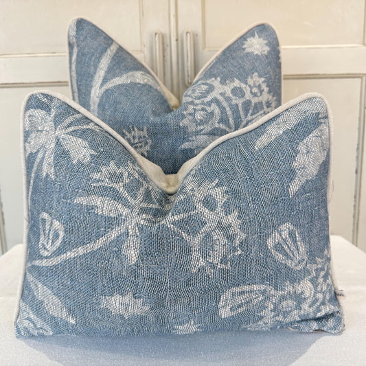 Cushions Made In Fermoie Luxury Designer Astrea Floral Blue Cushion Pillow Throw Cover
