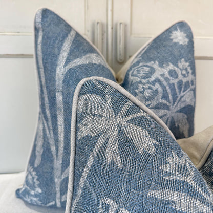 Cushions Made In Fermoie Luxury Designer Astrea Floral Blue Cushion Pillow Throw Cover