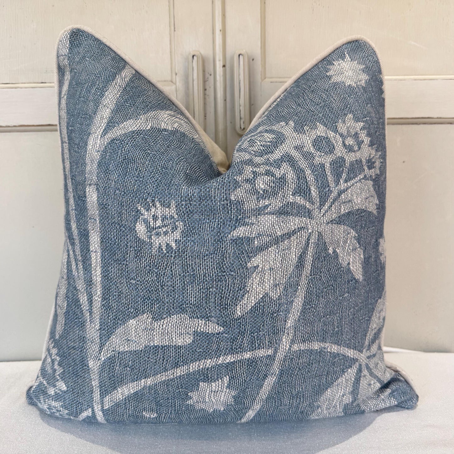 Cushions Made In Fermoie Luxury Designer Astrea Floral Blue Cushion Pillow Throw Cover