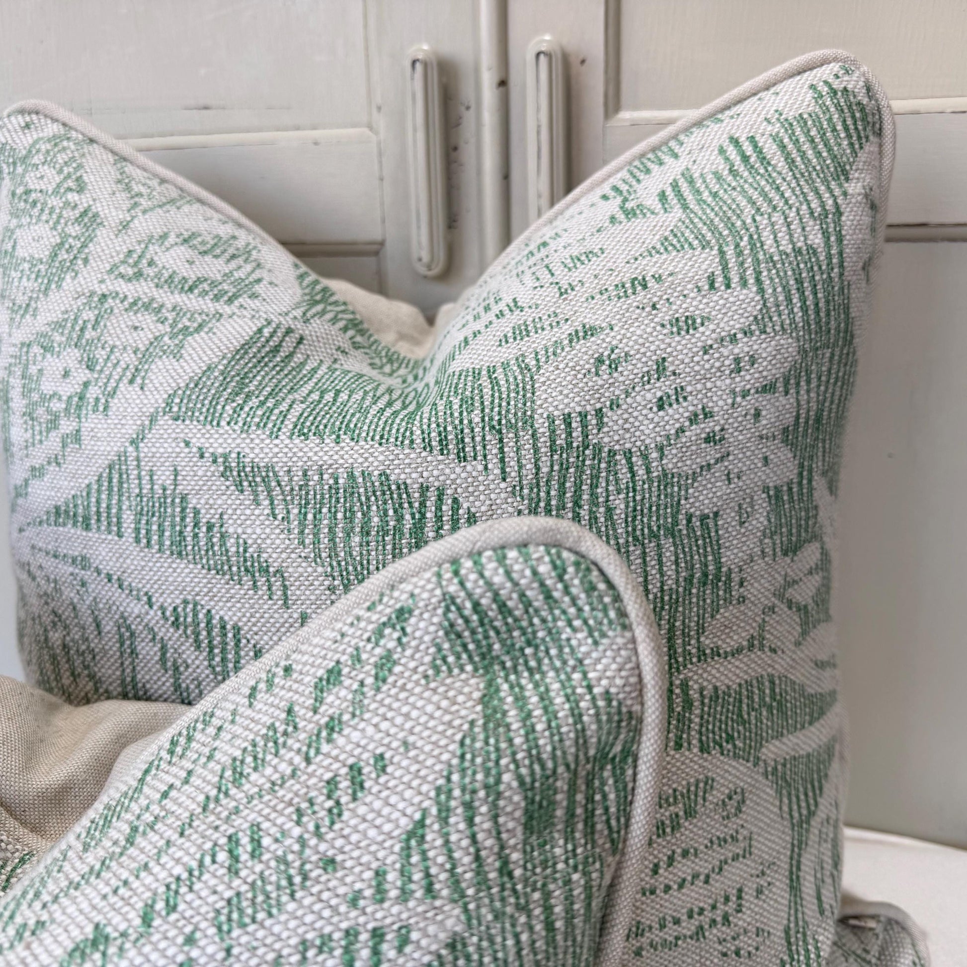 Cushions Made In Fermoie Hackford Green Linen Fabric Cushion Pillow Throw Cover