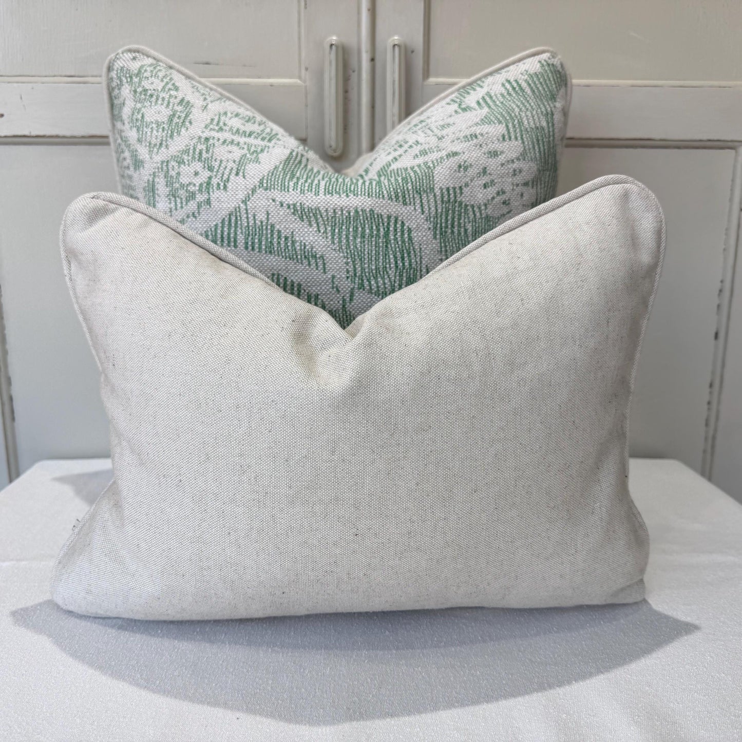Cushions Made In Fermoie Hackford Green Linen Fabric Cushion Pillow Throw Cover