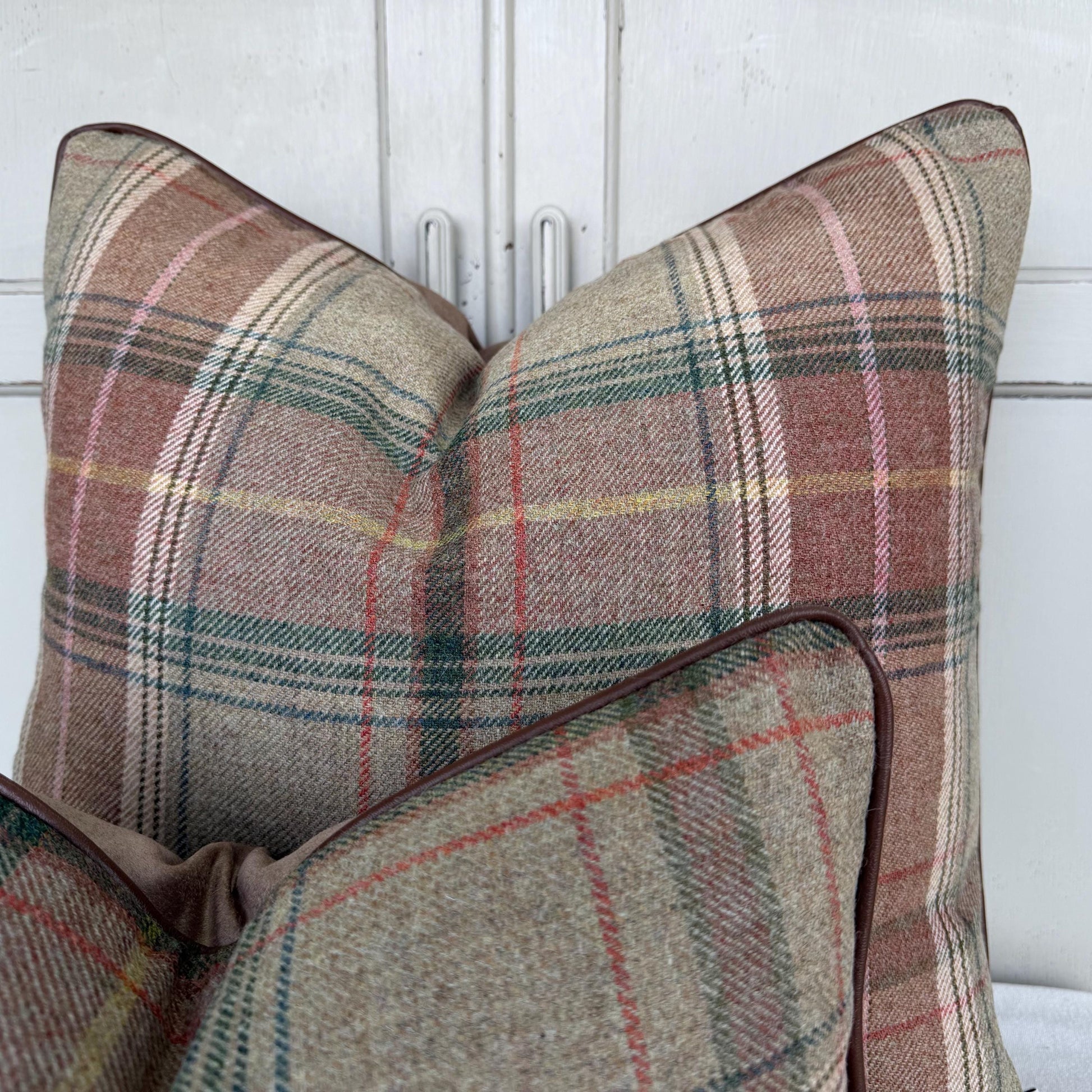 Lee Jofa Mulberry Luxury Designer Shetland Plaid Beige Green Decorative Cushion Pillow Cover