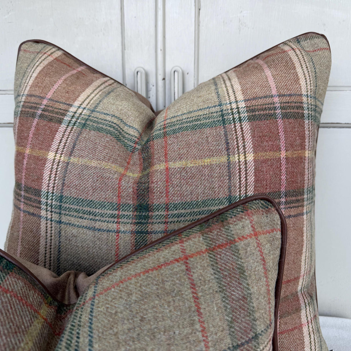 Lee Jofa Mulberry Luxury Designer Shetland Plaid Beige Green Decorative Cushion Pillow Cover