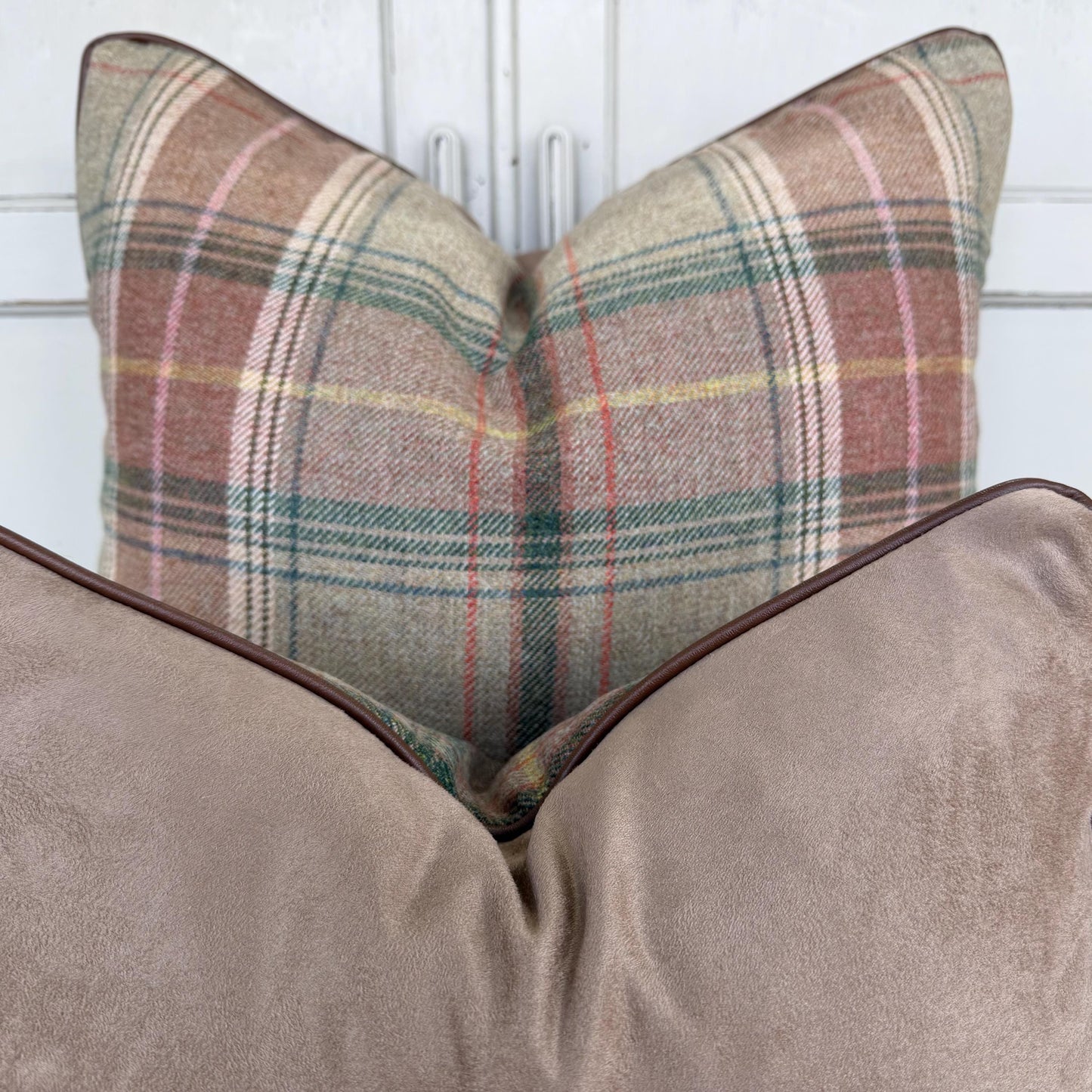 Lee Jofa Mulberry Luxury Designer Shetland Plaid Beige Green Decorative Cushion Pillow Cover