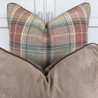 Lee Jofa Mulberry Luxury Designer Shetland Plaid Beige Green Decorative Cushion Pillow Cover