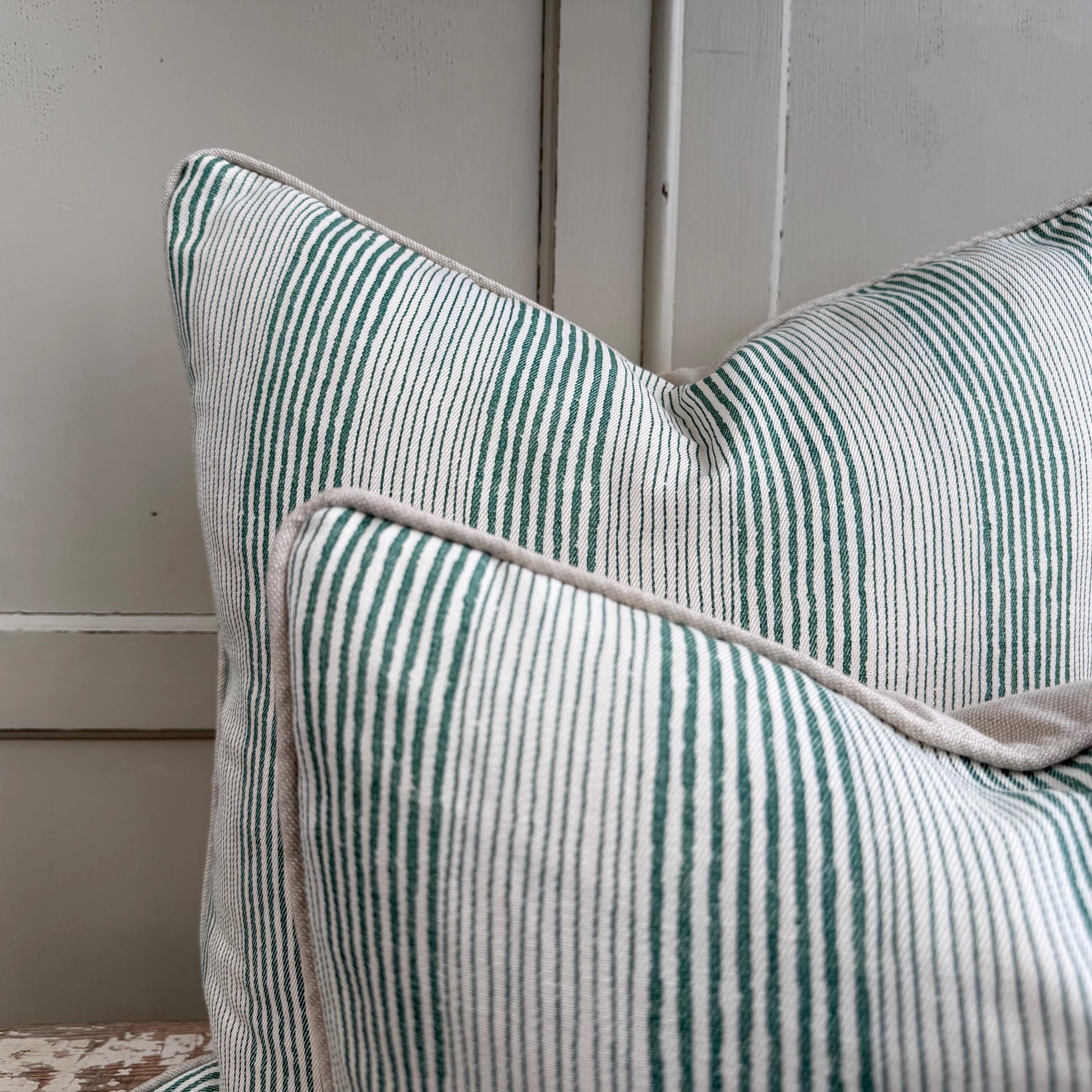 Cushions Made In Fermoie Ticking Stripe Decorative Green Cotton Cushion Pillow Throw Cover