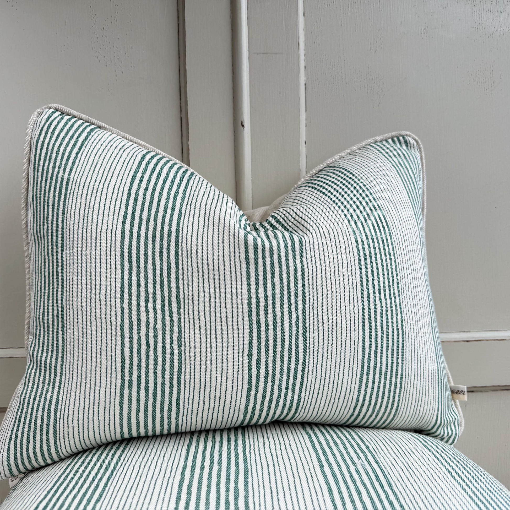 Cushions Made In Fermoie Ticking Stripe Decorative Green Cotton Cushion Pillow Throw Cover