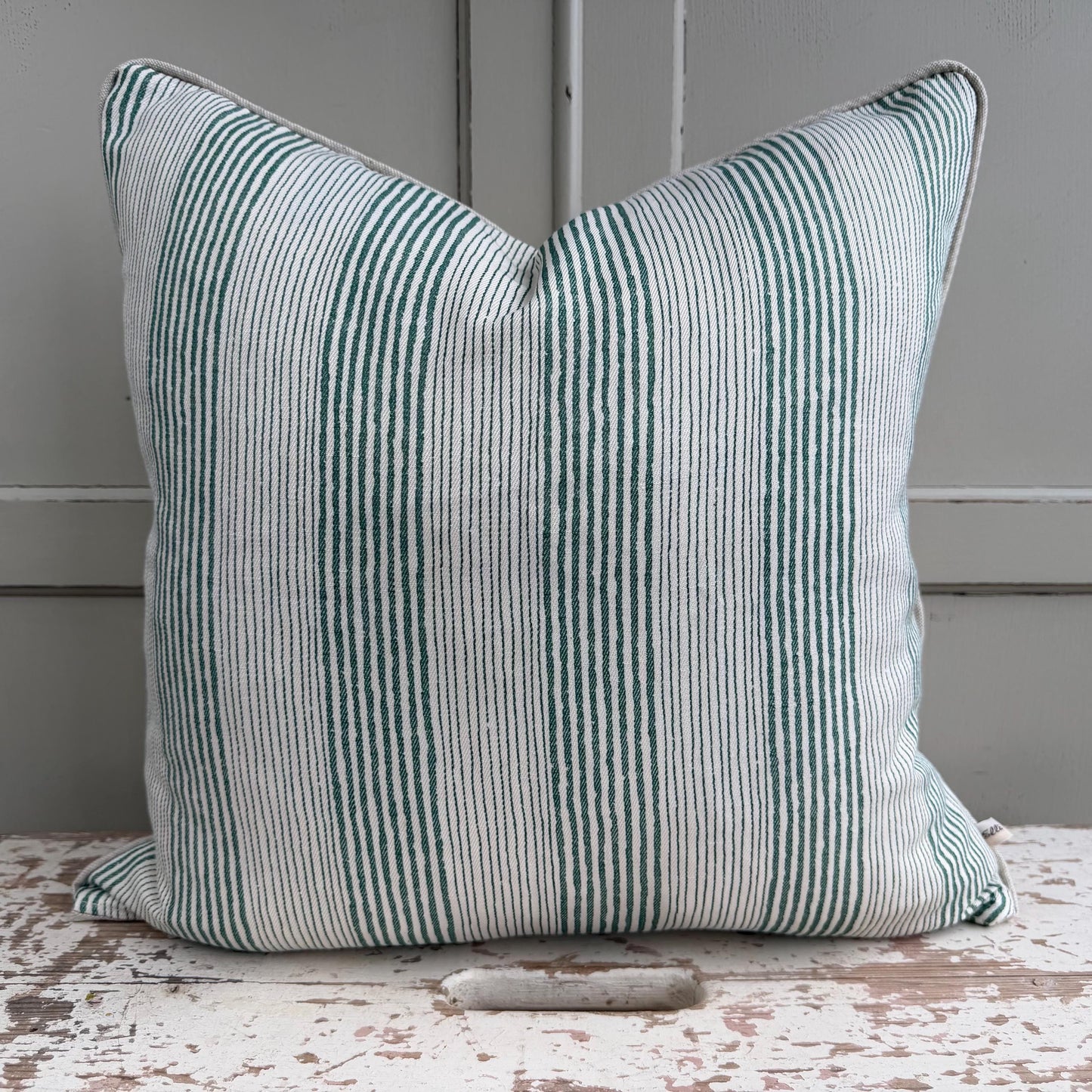 Cushions Made In Fermoie Ticking Stripe Decorative Green Cotton Cushion Pillow Throw Cover