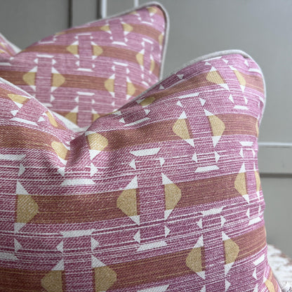 Fermoie Sicily Cotton Cushion Cover: Pink Yellow Designer Pillow