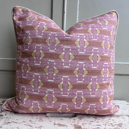 Fermoie Sicily Cotton Cushion Cover: Pink Yellow Designer Pillow