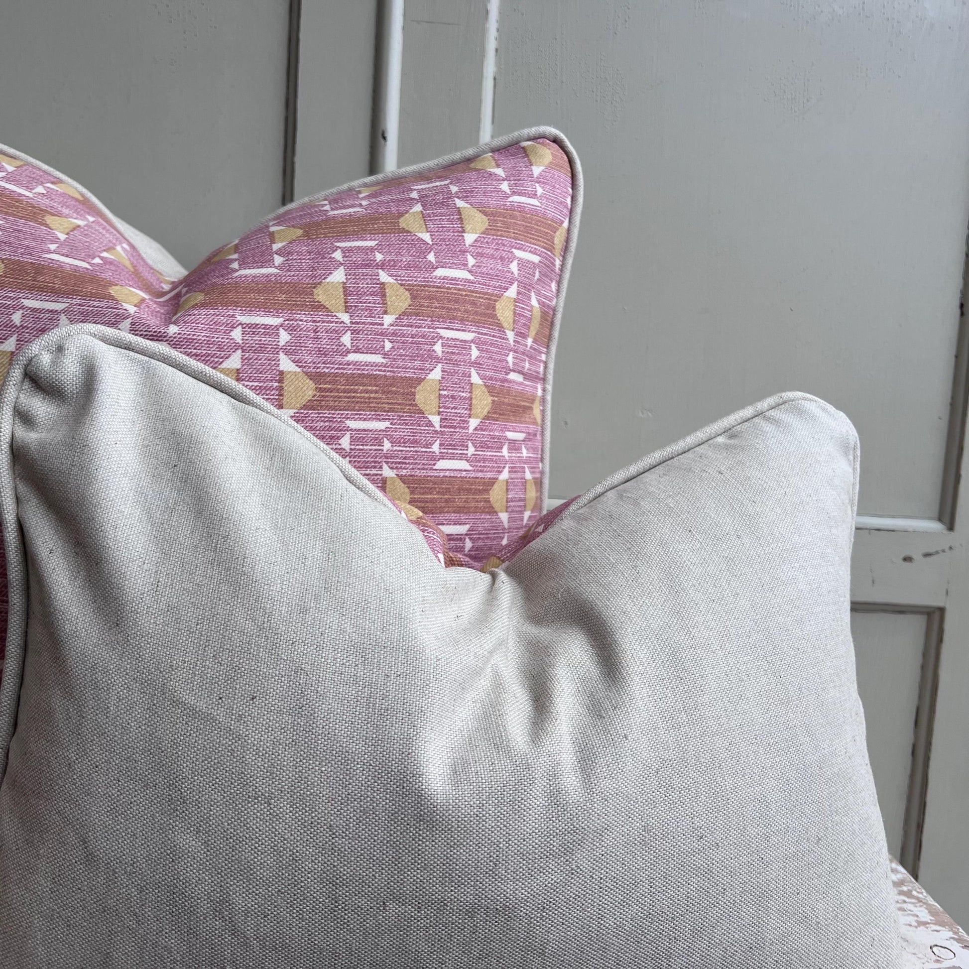 Fermoie Sicily Cotton Cushion Cover: Pink Yellow Designer Pillow