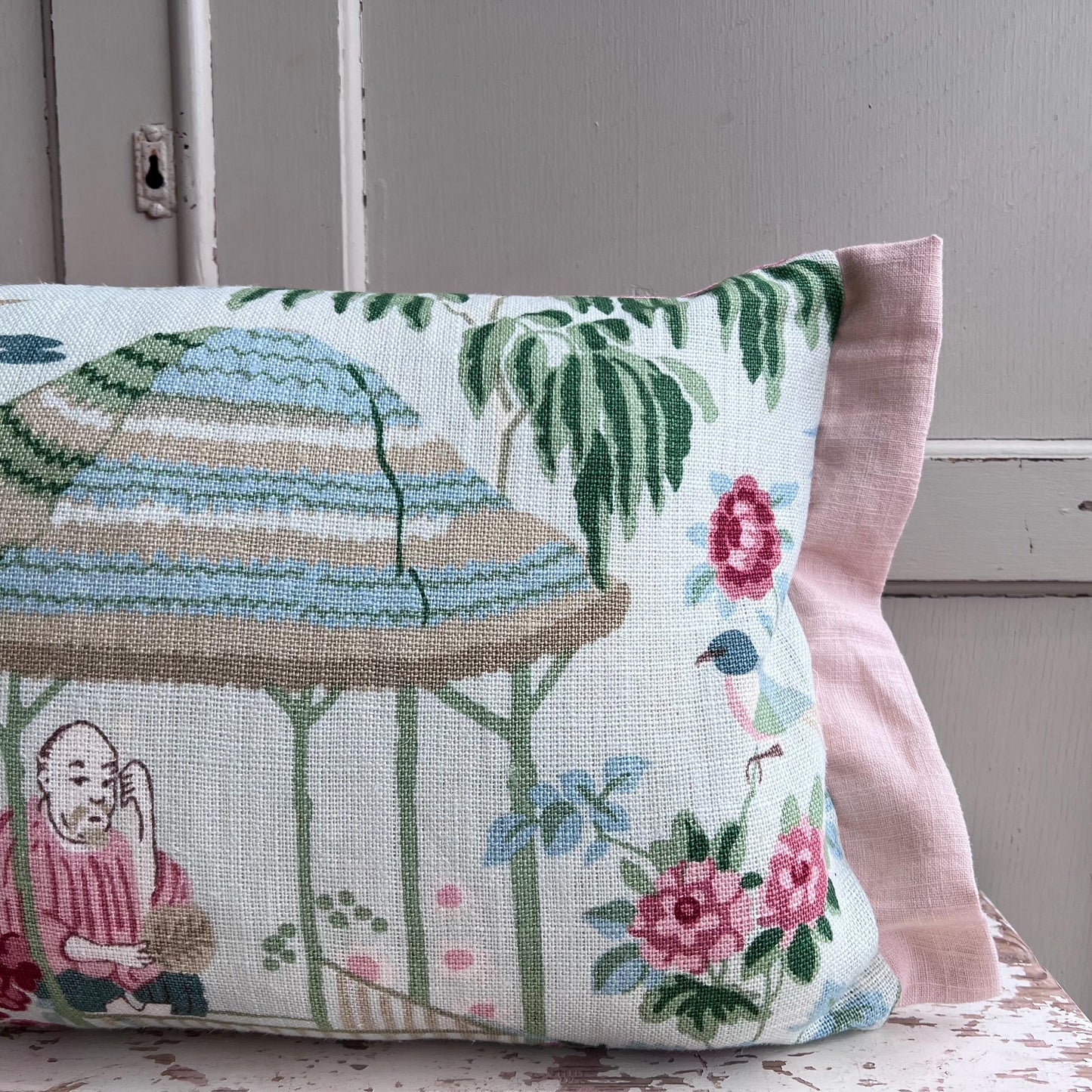 Schumacher Luxury Designer Yangtze River Aqua Cushion Pillow Cover