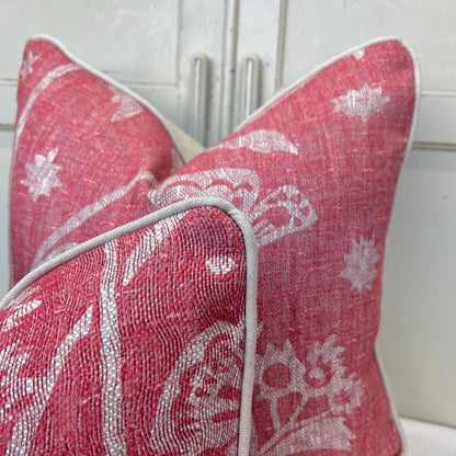 Cushions Made In Fermoie Luxury Designer Astrea Floral Raspberry Red Cushion Pillow Throw Cover