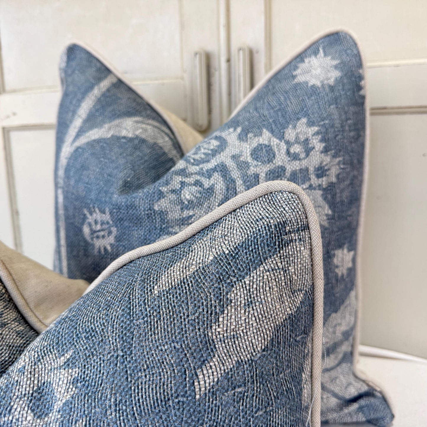 Cushions Made In Fermoie Luxury Designer Astrea Floral Blue Cushion Pillow Throw Cover
