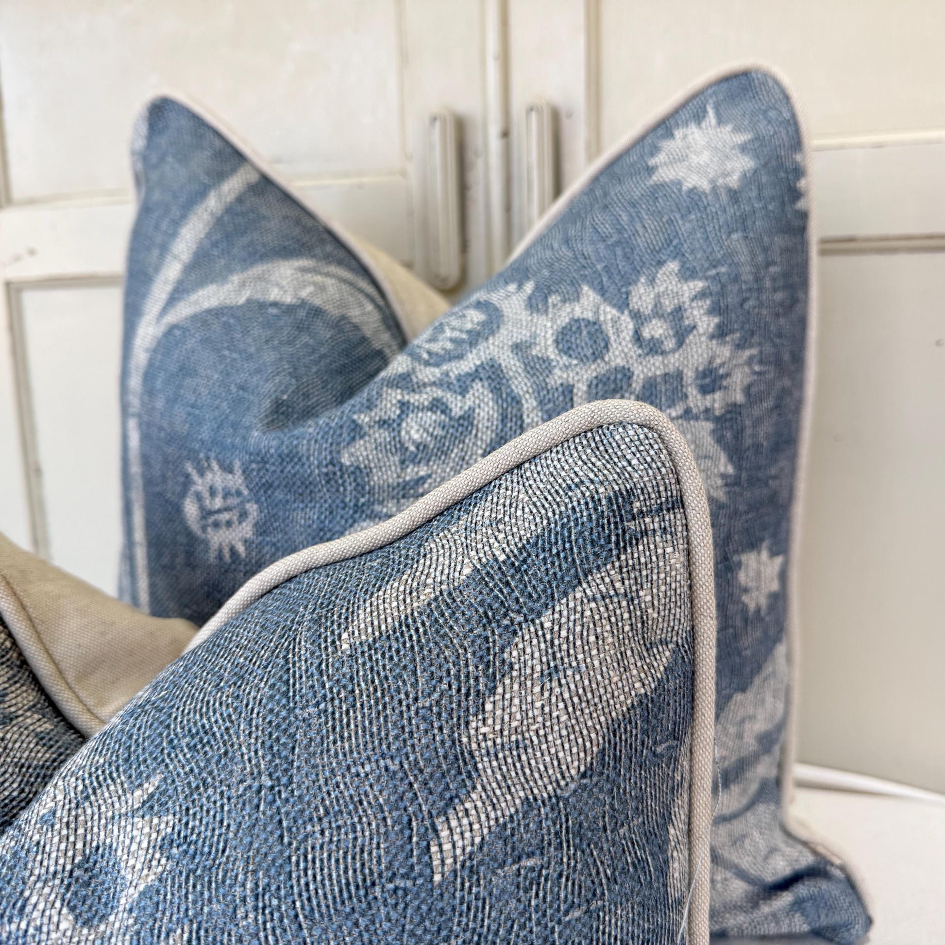 Cushions Made In Fermoie Luxury Designer Astrea Floral Blue Cushion Pillow Throw Cover