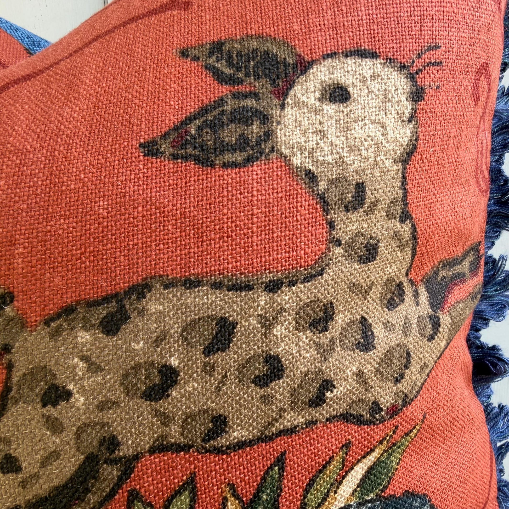 Schumacher Luxury Designer La Menagerie Pillow Cover Cushion Cover Flame Red
