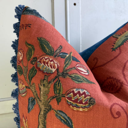 Schumacher Luxury Designer La Menagerie Pillow Cover Cushion Cover Flame Red