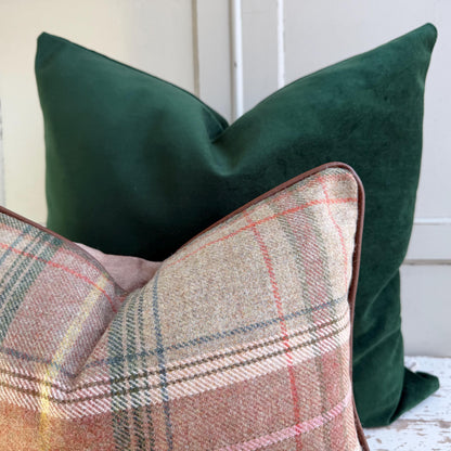 Lee Jofa Mulberry Luxury Designer Shetland Plaid Beige Green Decorative Cushion Pillow Cover