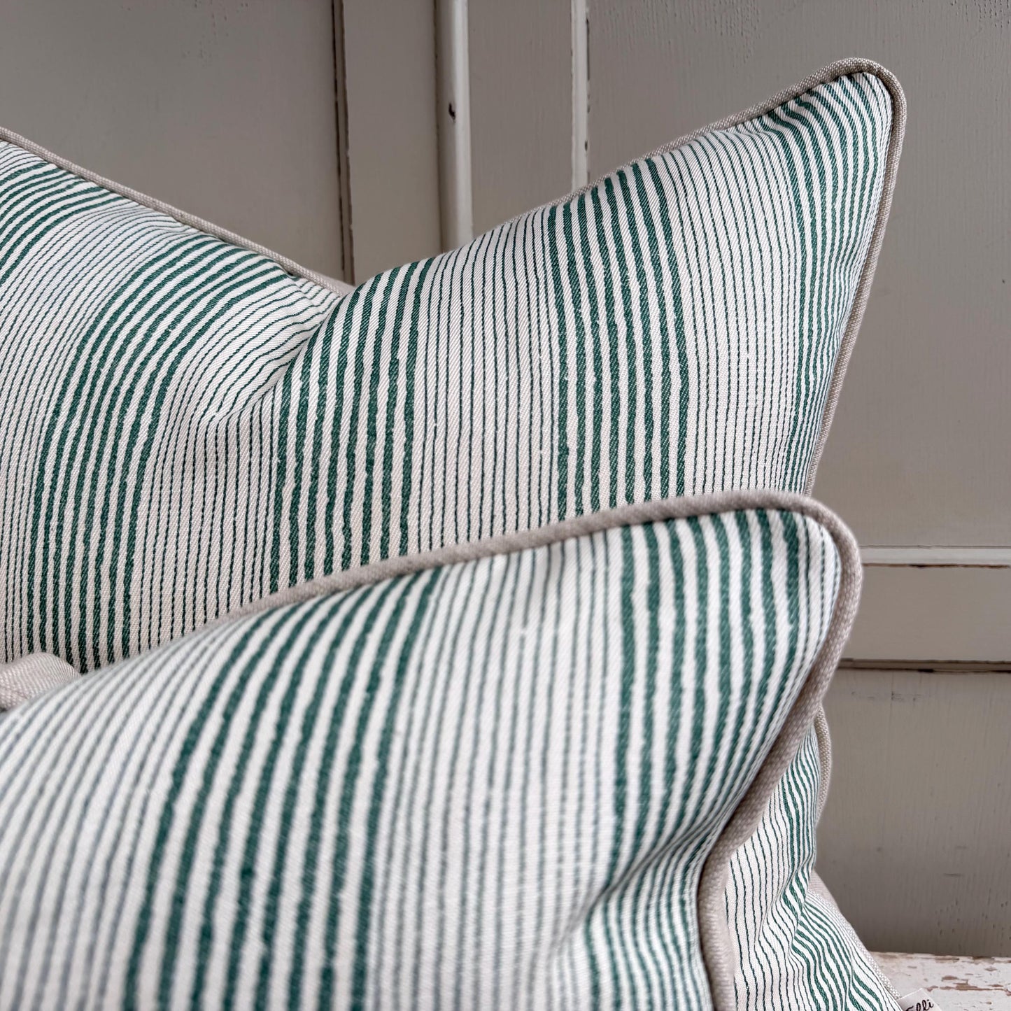 Cushions Made In Fermoie Ticking Stripe Decorative Green Cotton Cushion Pillow Throw Cover