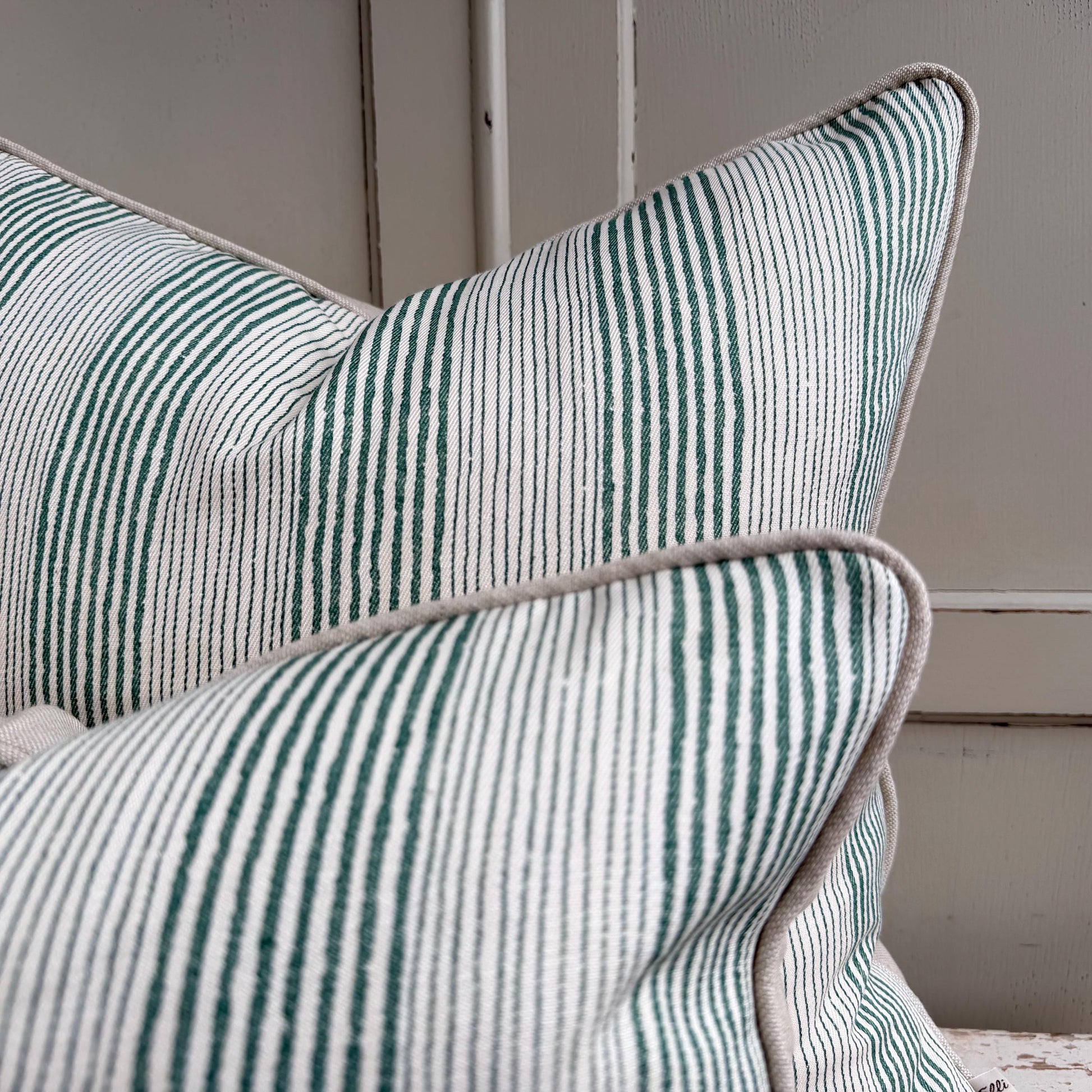 Cushions Made In Fermoie Ticking Stripe Decorative Green Cotton Cushion Pillow Throw Cover