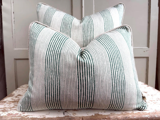 Cushions Made In Fermoie Ticking Stripe Decorative Green Cotton Cushion Pillow Throw Cover