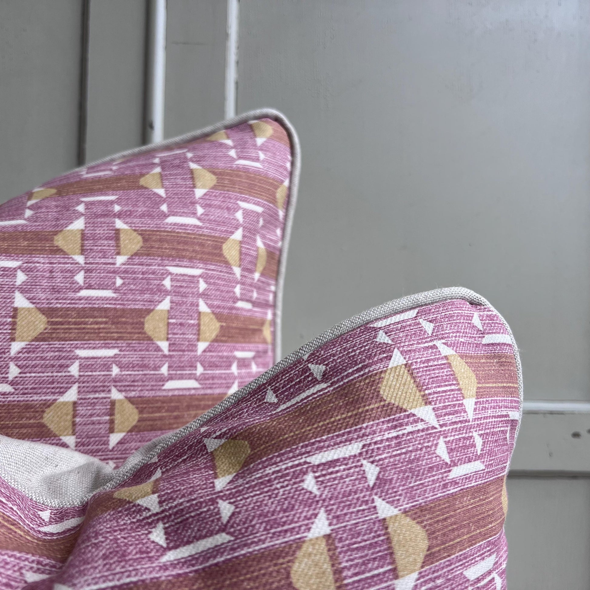 Fermoie Sicily Cotton Cushion Cover: Pink Yellow Designer Pillow