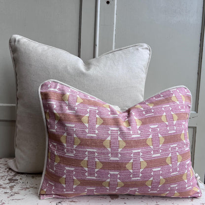 Fermoie Sicily Cotton Cushion Cover: Pink Yellow Designer Pillow