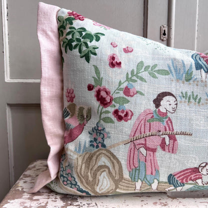 Schumacher Luxury Designer Yangtze River Aqua Cushion Pillow Cover