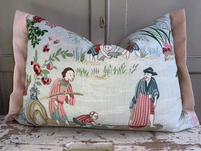 Schumacher Luxury Designer Yangtze River Aqua Cushion Pillow Cover