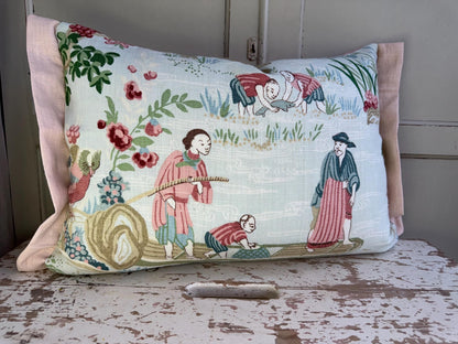 Schumacher Luxury Designer Yangtze River Aqua Cushion Pillow Cover