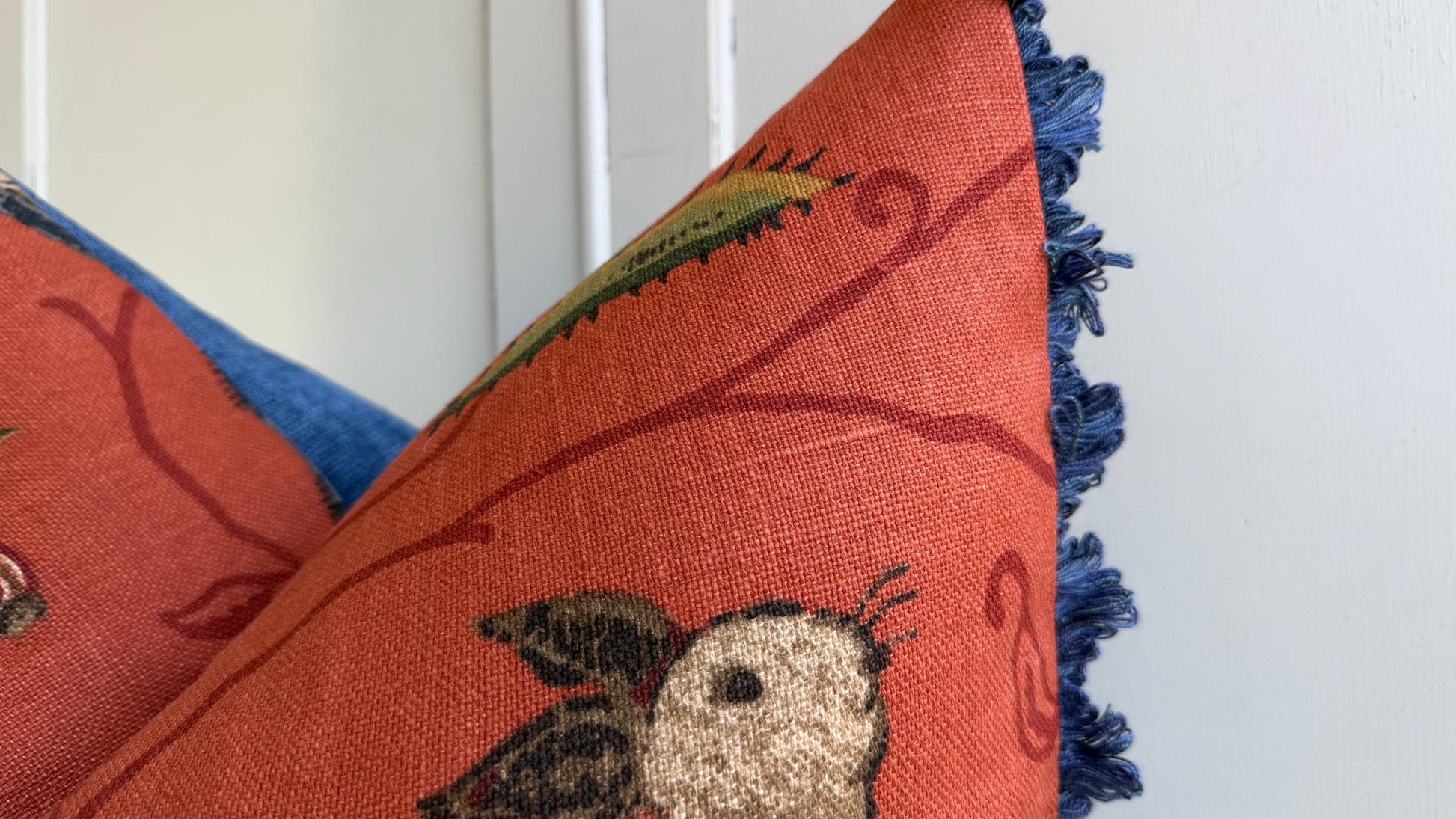 Schumacher Luxury Designer La Menagerie Pillow Cover Cushion Cover Flame Red