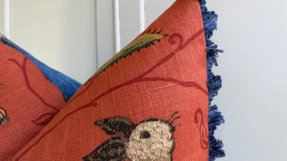 Schumacher Luxury Designer La Menagerie Pillow Cover Cushion Cover Flame Red
