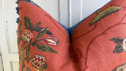 Schumacher Luxury Designer La Menagerie Pillow Cover Cushion Cover Flame Red