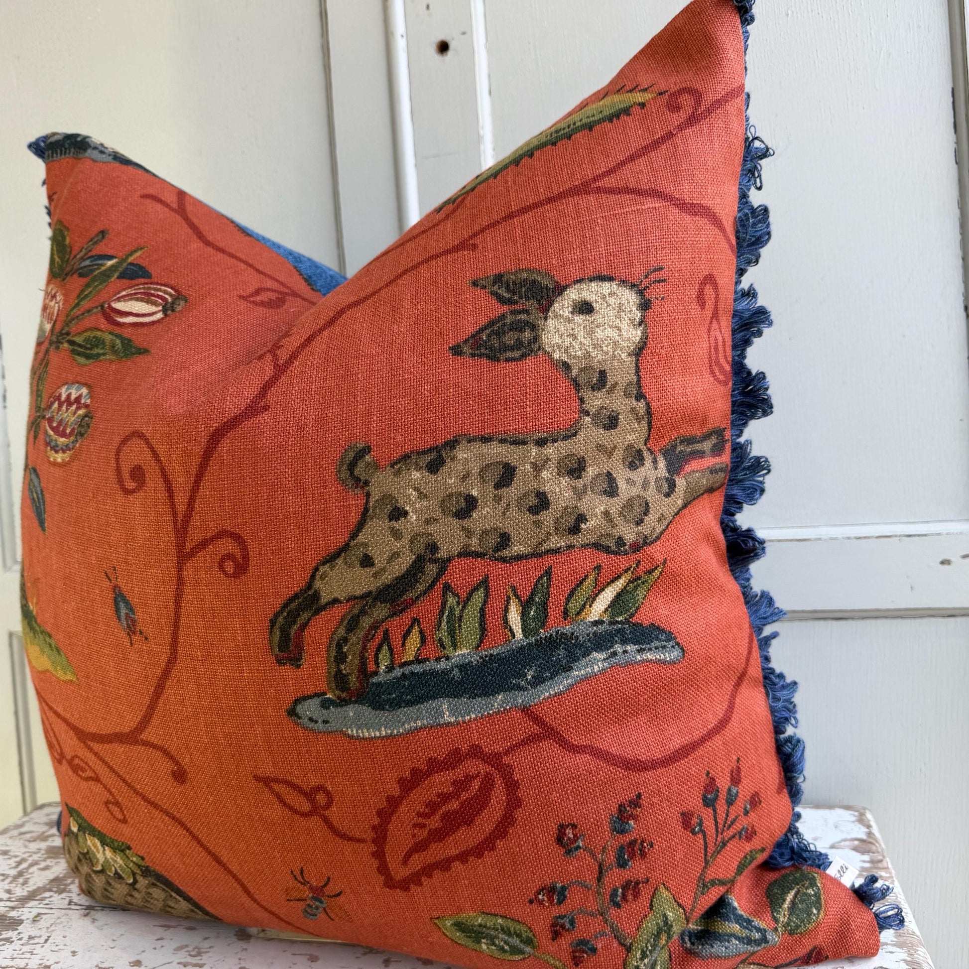 Schumacher Luxury Designer La Menagerie Pillow Cover Cushion Cover Flame Red