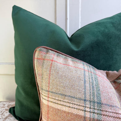 Lee Jofa Mulberry Luxury Designer Shetland Plaid Beige Green Decorative Cushion Pillow Cover