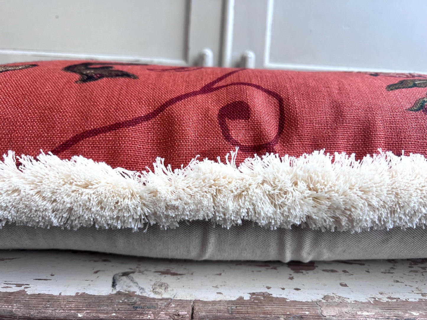 Schumacher Luxury Designer La Menagerie Pillow Cover Cushion Cover Flame Red