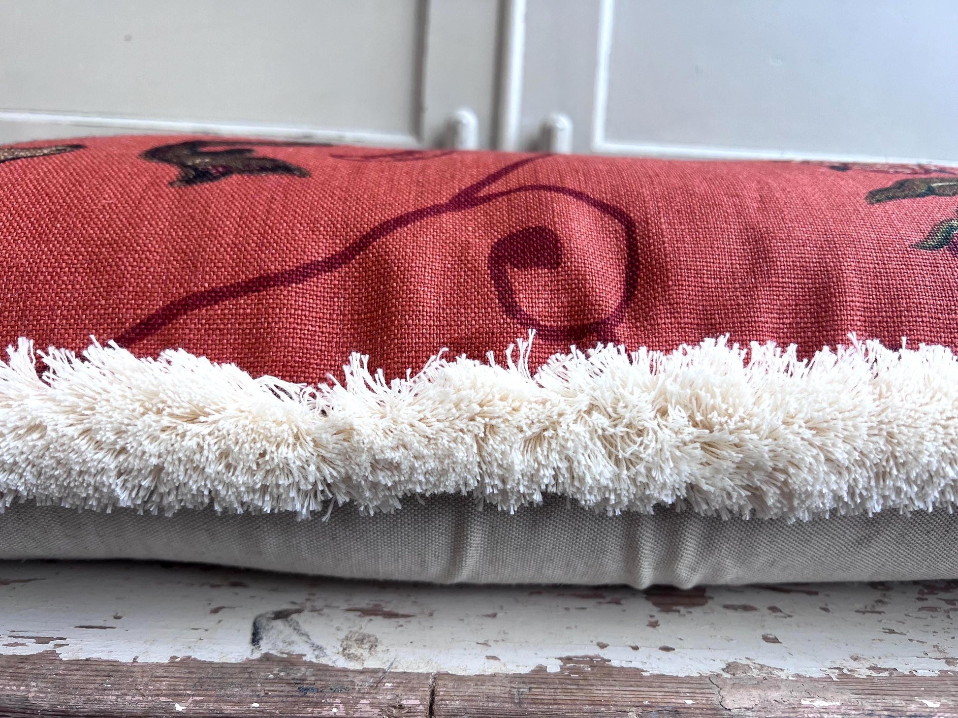 Schumacher Luxury Designer La Menagerie Pillow Cover Cushion Cover Flame Red