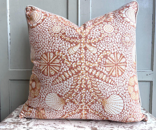 Cushions Made In Fermoie Shell Grotto Luxury Designer Bright Orange Cotton Cushion Pillow Throw Cover Colourway SHEL008