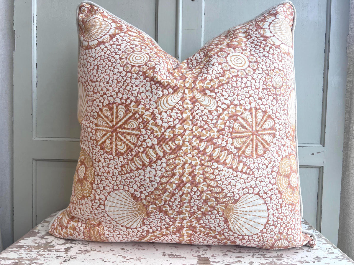 Cushions Made In Fermoie Shell Grotto Luxury Designer Decorative Beige Orange Red Cotton Cushion Pillow Throw Cover