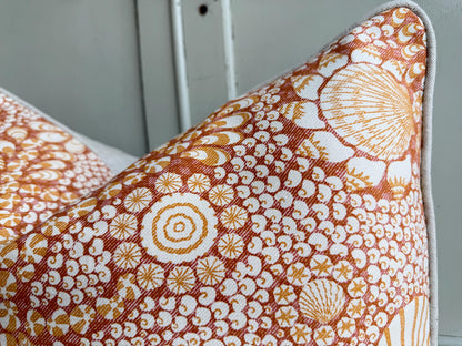 Cushions Made In Fermoie Shell Grotto Luxury Designer Bright Orange Cotton Cushion Pillow Throw Cover Colourway SHEL008